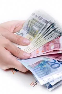 Banknotes in hand Stock Photos