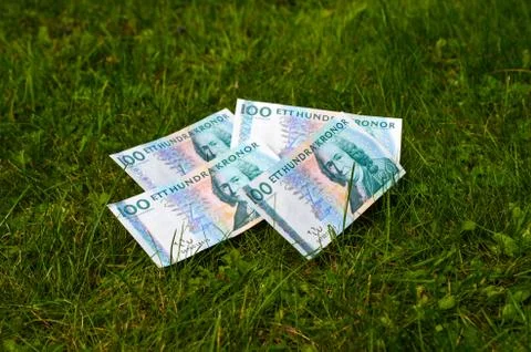 Banknotes at lawn Stock Photos