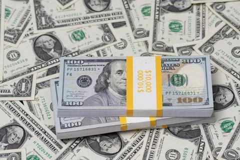 Banknotes macro texture with dollars. Dollars currency banking concept. Dol.. Stock Photos