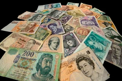 Banknotes of many countries Foto stock
