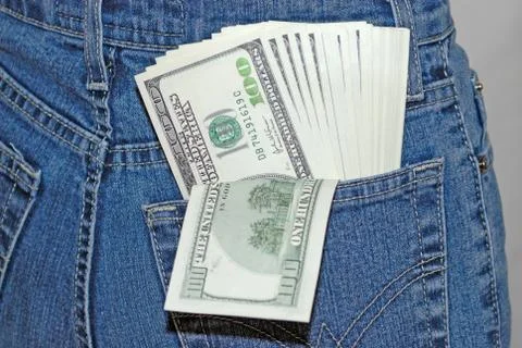 Banknotes in a pocket Stock Photos