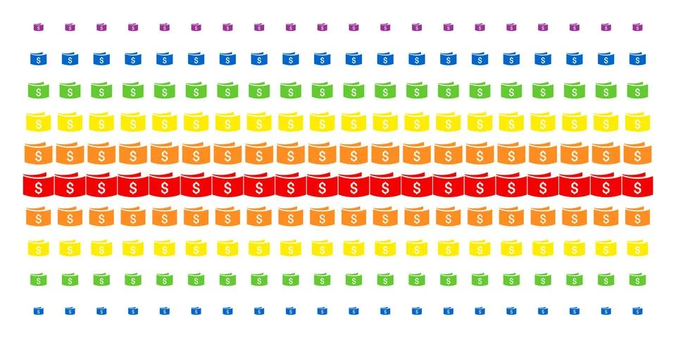 Banknotes Shape Halftone Spectrum Grid Illustrazione stock