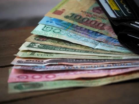 Banknotes Shown in a Wallet Stock Photos