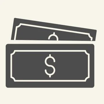 Banknotes solid icon. Currency vector illustration isolated on white. Money Stock Illustration