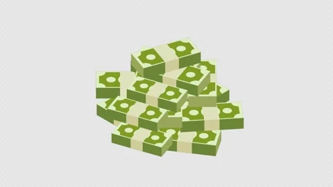 Banknotes stack pile of cash dollar, money finance loop animation with Alph.. Stock Footage 263318481