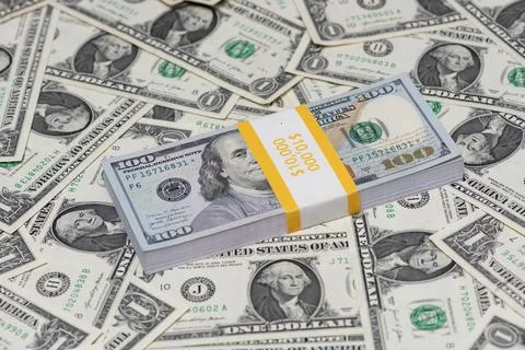 Banknotes texture pattern with dollars. Dollars finance banking with USD. A.. Foto stock