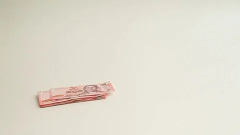 Banknotes Thailand blown away with the wind 库存影片 72952062