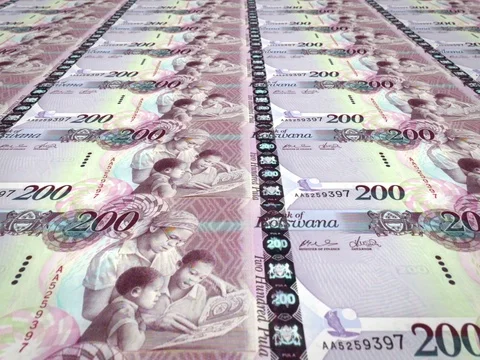 Banknotes of two hundred pulas of Botswana, cash money, loop Stock Footage