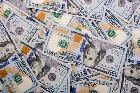 Banknotes of US dollar spread around Stock Photos