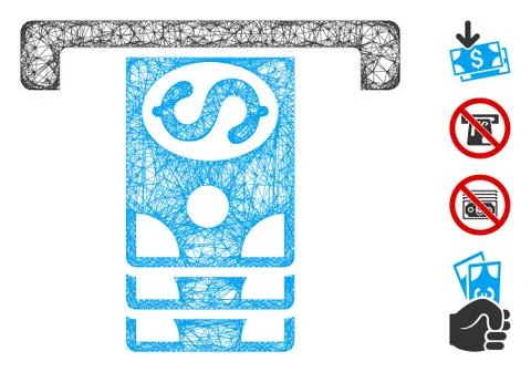 Banknotes Withdraw Web Vector Mesh Illustration 库存插图