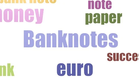 Banknotes Word Cloud Animated On White Background Stock Footage 103095868
