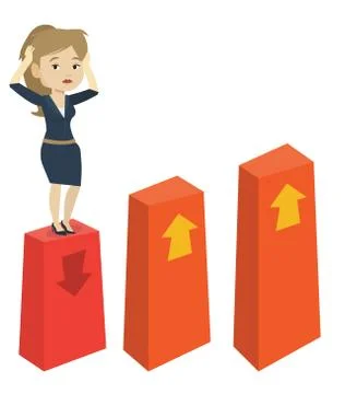 Bankrupt on chart going down vector illustration Stock Illustration
