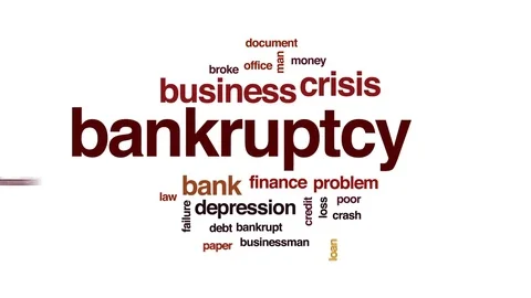 Bankruptcy animated word cloud, text design animation. Stock Footage 78046892