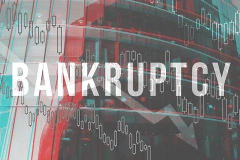 Bankruptcy concept on the background of a modern building. Stock Photos