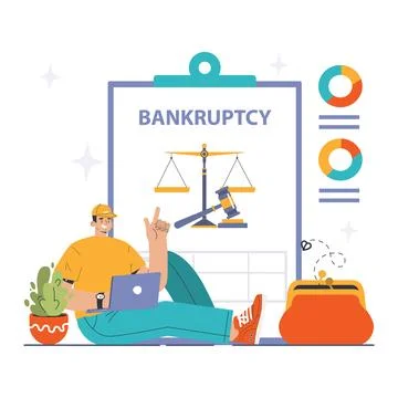 Bankruptcy concept. Flat vector illustration Stock Illustration