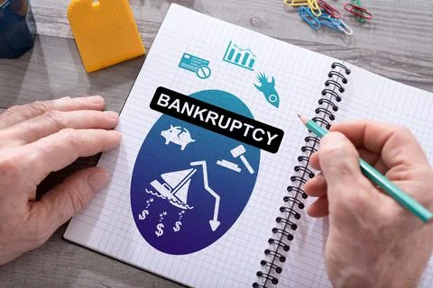 Bankruptcy concept on a notepad 写真素材