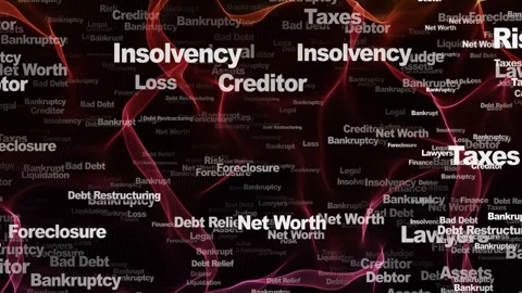 BANKRUPTCY Keywords Animation, Background, Loop Video stock 319047444