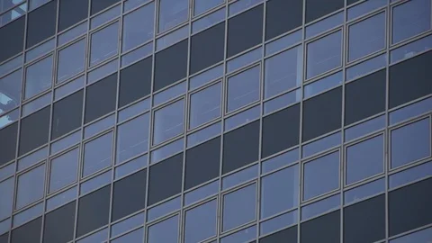 Bank’s premise is empty, facade of skyscraper, abandoned jobs, layoffs in bank Stock Footage 119189602
