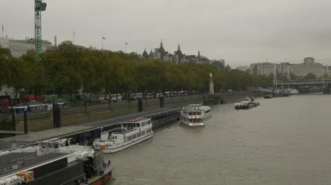 Banks of Thames in Cloudy Day Stock Footage 56508763