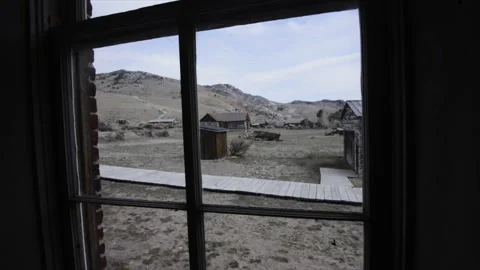 Bannack Montana ghost town, view from window Stock Footage 167292387