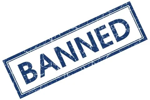 Banned blue square stamp isolated on white background Stock Illustration