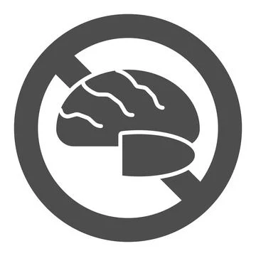 Banned bread solid icon, Diet concept, Gluten free food sign on white background イラスト素材