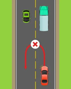 Banned Car U-Turn Flat Vector Diagram Illustrazione stock