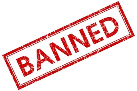 Banned red square stamp isolated on white background Stock Illustration