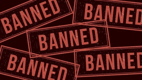 Banned stamp animation on a neutral background 스톡 동영상 302444495