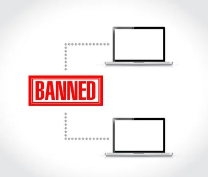 Banned stamp over computer network. illustration Illustrazione stock