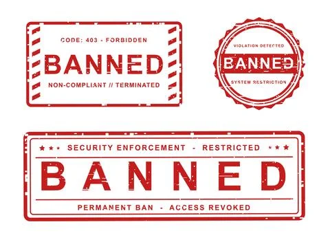 Banned stamp, red grunge security warning stamp and restriction sign Ilustração Stock