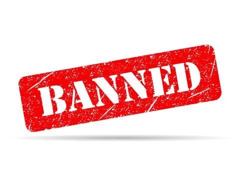 Banned stamp shadow symbol, label sticker sign button, text banner vector ill 스톡 일러스트