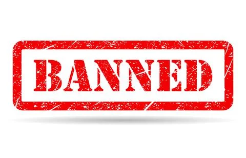 Banned stamp shadow symbol, label sticker sign button, text banner vector ill 스톡 일러스트