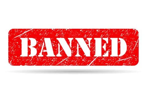 Banned stamp shadow symbol, label sticker sign button, text banner vector ill 스톡 일러스트