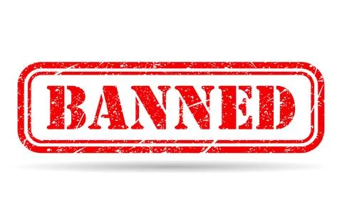 Banned stamp shadow symbol, label sticker sign button, text banner vector ill Stock Illustration