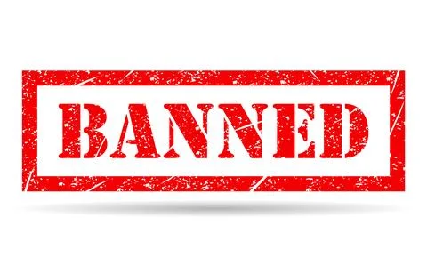 Banned stamp shadow symbol, label sticker sign button, text banner vector ill 库存插图