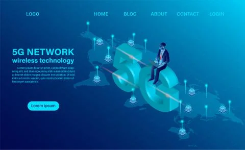 Banner 5G network wireless technology concept. Concept for technology and tel Stock Illustration