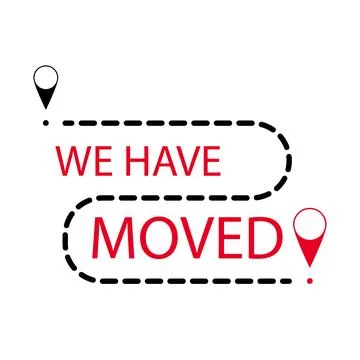 Banner and label for relocation and moving, we have moved Stock Illustration