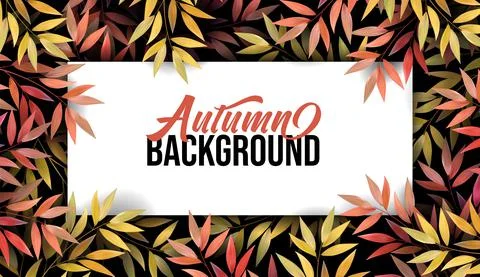 Banner with autumn leaf in forest. Fallen leaves, orange, yellow, red foliage Stock Illustration