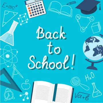 Banner Back to School on the blue Stock Illustration