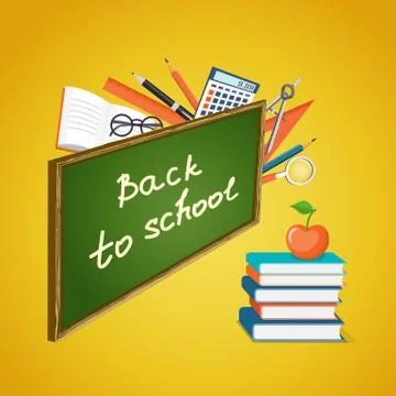 Banner Back to School with books Stock Illustration