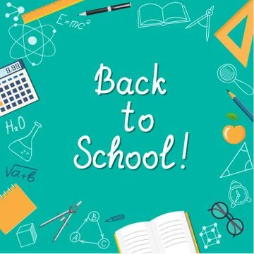 Banner Back to School on the turquoise Stock Illustration