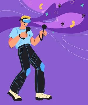 Banner backdrop for computer games and virtual reality cartoon vector illustr Illustrazione stock