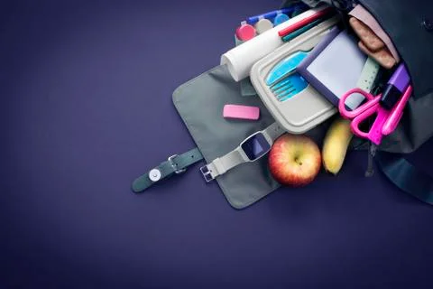 Banner Background back to school with copy space. Stationery pencil pen ruler Stock Photos