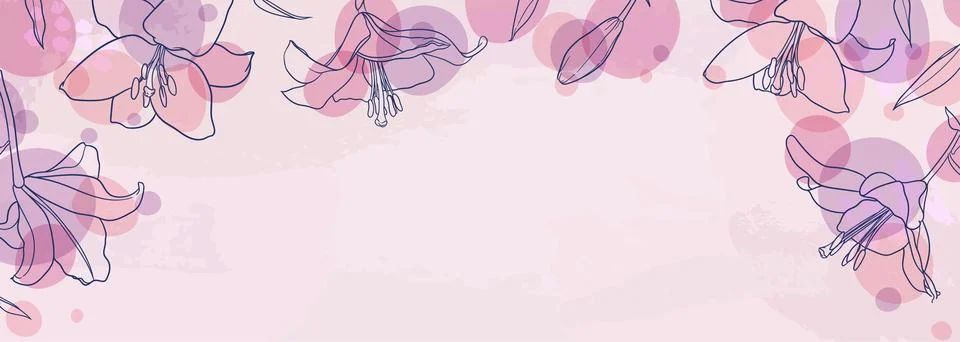 Banner background of creative minimalist hand draw illustrations floral out.. Stock Illustration