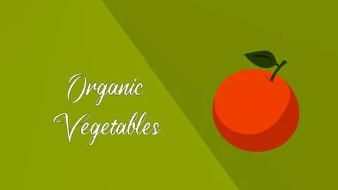 Banner, background or design with the text Organic Vegetables and a drawing o Stock Illustration