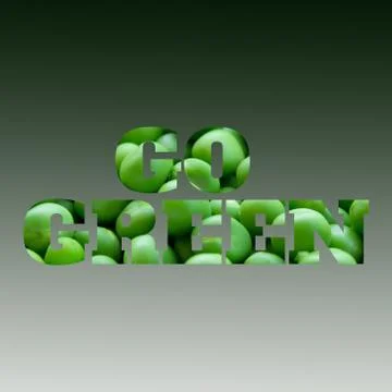 Banner, background or design with the text go green, masked letters. Suitable Stock Photos