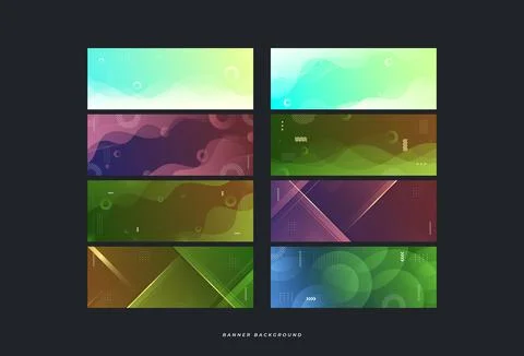 Banner backgrounds. elegant gradations, waves and memphis, 8 sets of collections Stock Illustration