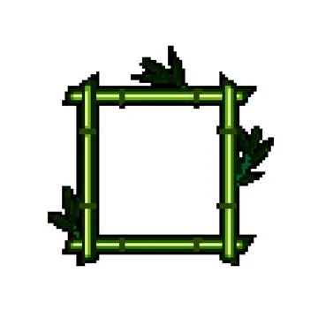 Banner bamboo frame pixel art vector illustration Stock Illustration
