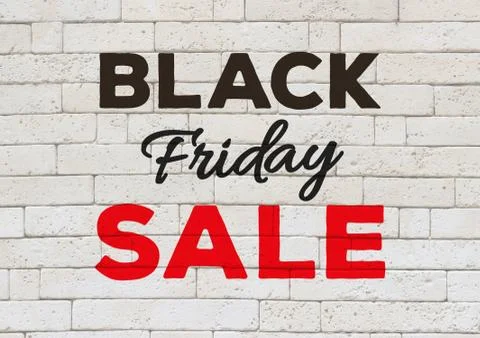 Banner for Black Friday, text on bricks wall	 Stock Photos